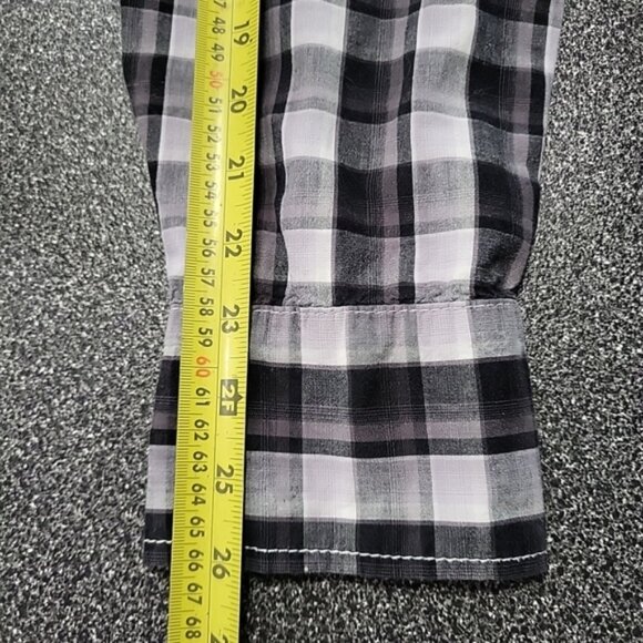 Pop Icon Clothing Men's Shirt Size XL Embroidered Dome Snap Black & White Plaid - Picture 12 of 12